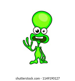 Green alien face emoji. Humanoid head icon vector illustration.