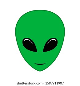 Green alien face. Extraterrestrial head icon vector illustration