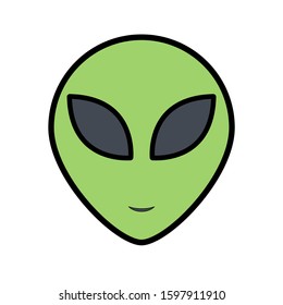 Green alien face. Extraterrestrial head icon vector illustration