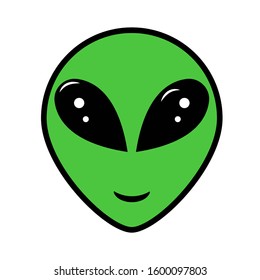 Green alien face. Extraterrestrial head icon vector illustration