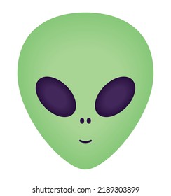 green alien face over white