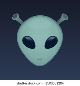 Green alien face, vector illustration.