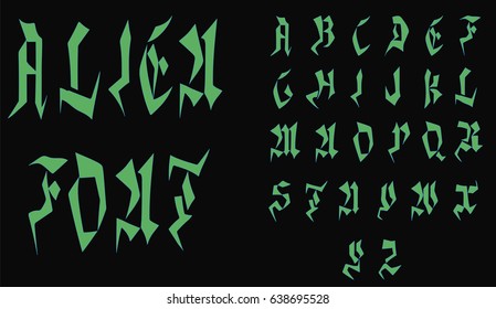 Green Alien Font - Vector