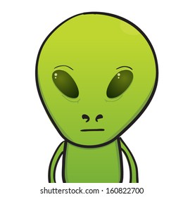 Green alien with giant head