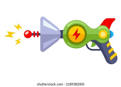 Green Alien Gun. Children Toy. Flat Vector Illustration.