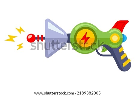 green alien gun. children toy. flat vector illustration.