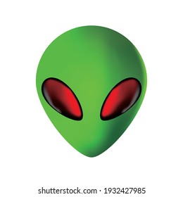 green alien head 3d style vector illustration isolated on white