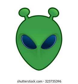 Green alien head with antlers in vector illustration