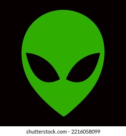 green alien head with black background to edit