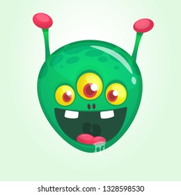 Green alien head cartoon. Vector illustration isolated