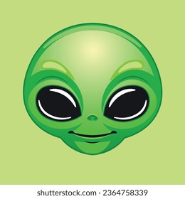 Green alien head cartoon vector