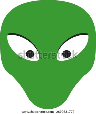 Green alien head. Alien face images on a white background. Space, UFO, adventure. Flat vector illustration.