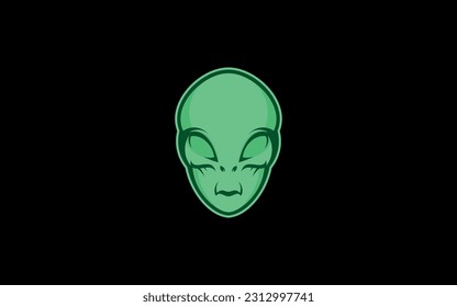 Green Alien head or face mascot logo design vector template