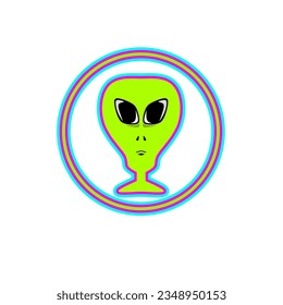 The Green alien head illustration