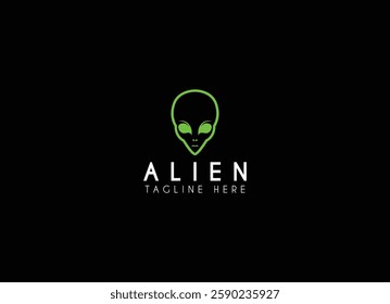 Green Alien Head Logo Design Vector Illustration