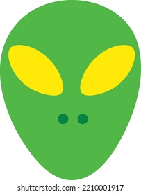 Green alien head. Space monster face icon