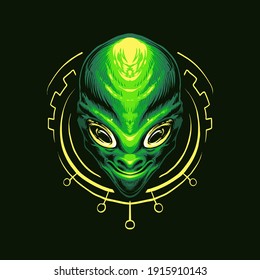 green alien head vector illustration