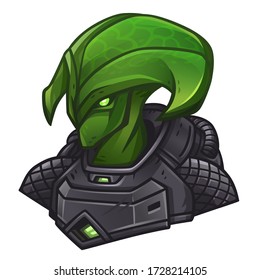 Green alien icon for space slot game. Vector illustration