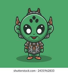 The Green Alien Illustration Vector