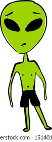 Green alien, illustration, vector on white background.