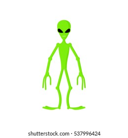 Green alien isolated. UFO on white background. Space invader. martian
