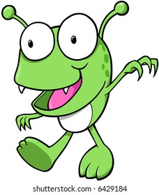 Ilustração de vetor de monstro alienígena verde
