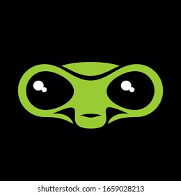 Green alien on black background in vector EPS8