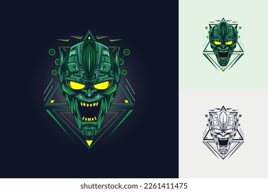 green alien with sacred geometry