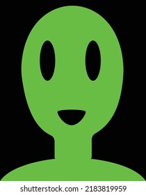 A green alien, an alien smiling with black background, alien character vector illustration, suitable for social media and NFT and profile picture, also good for print material and T shirts and posters