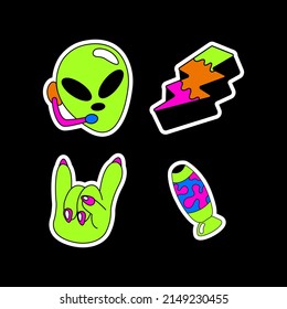 green alien vector and hands set