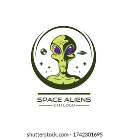 green aliens logo. Vector illustration