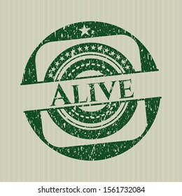 Green Alive distressed grunge stamp