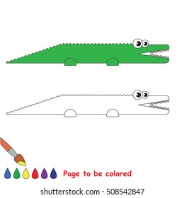 Green alligator to be colored, the coloring book to educate preschool kids with easy kid educational gaming and primary education of simple game level.