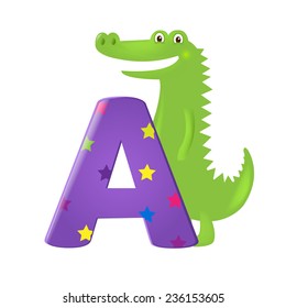 Grüner Alligator mit Farbschimmel, Vektorgrafik