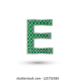 Green alphabet letter E
