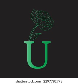 Green alphabet made of trees and leafs. Seasonal summer letters