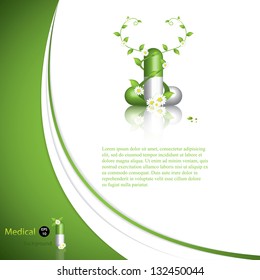 Green alternative medication concept - Herbal pill vector