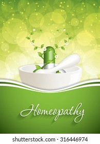 Green alternative medication concept - Homeopathy brochure vector