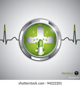 Green alternative medication concept - Natural herbal pill