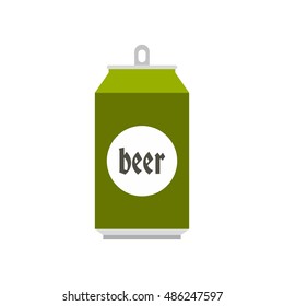 Green aluminum can of beer icon in flat style on a white background vector illustration