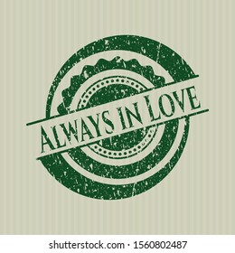 Green Always in Love distressed grunge style stamp