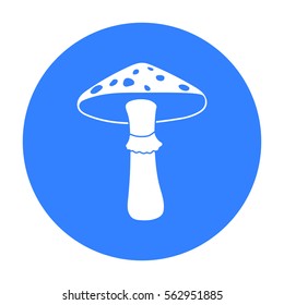 Green amanita icon in black style isolated on white background. Mushroom symbol stock vector illustration.