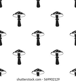 Green amanita icon in black style isolated on white background. Mushroom pattern stock vector illustration.