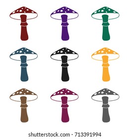 Green amanita icon in black style isolated on white background. Mushroom symbol stock vector illustration.
