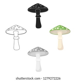 Green amanita icon in cartoon style isolated on white background. Mushroom symbol stock vector illustration.