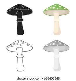 Green amanita icon in cartoon style isolated on white background. Mushroom symbol stock vector illustration.