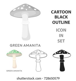 Green amanita icon in cartoon style isolated on white background. Mushroom symbol stock vector illustration.