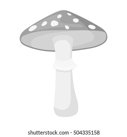 Green amanita icon in monochrome style isolated on white background. Mushroom symbol stock vector illustration.