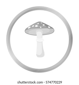 Green amanita icon in monochrome style isolated on white background. Mushroom symbol stock vector illustration.