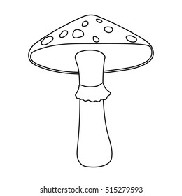 Green amanita icon in outline style isolated on white background. Mushroom symbol stock vector illustration.